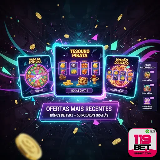 Imagem do site 119bet destacando ofertas de apostas esportivas e cassino online na página inicial.